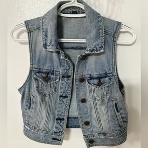Vintage American Eagle blue Jean crop vest